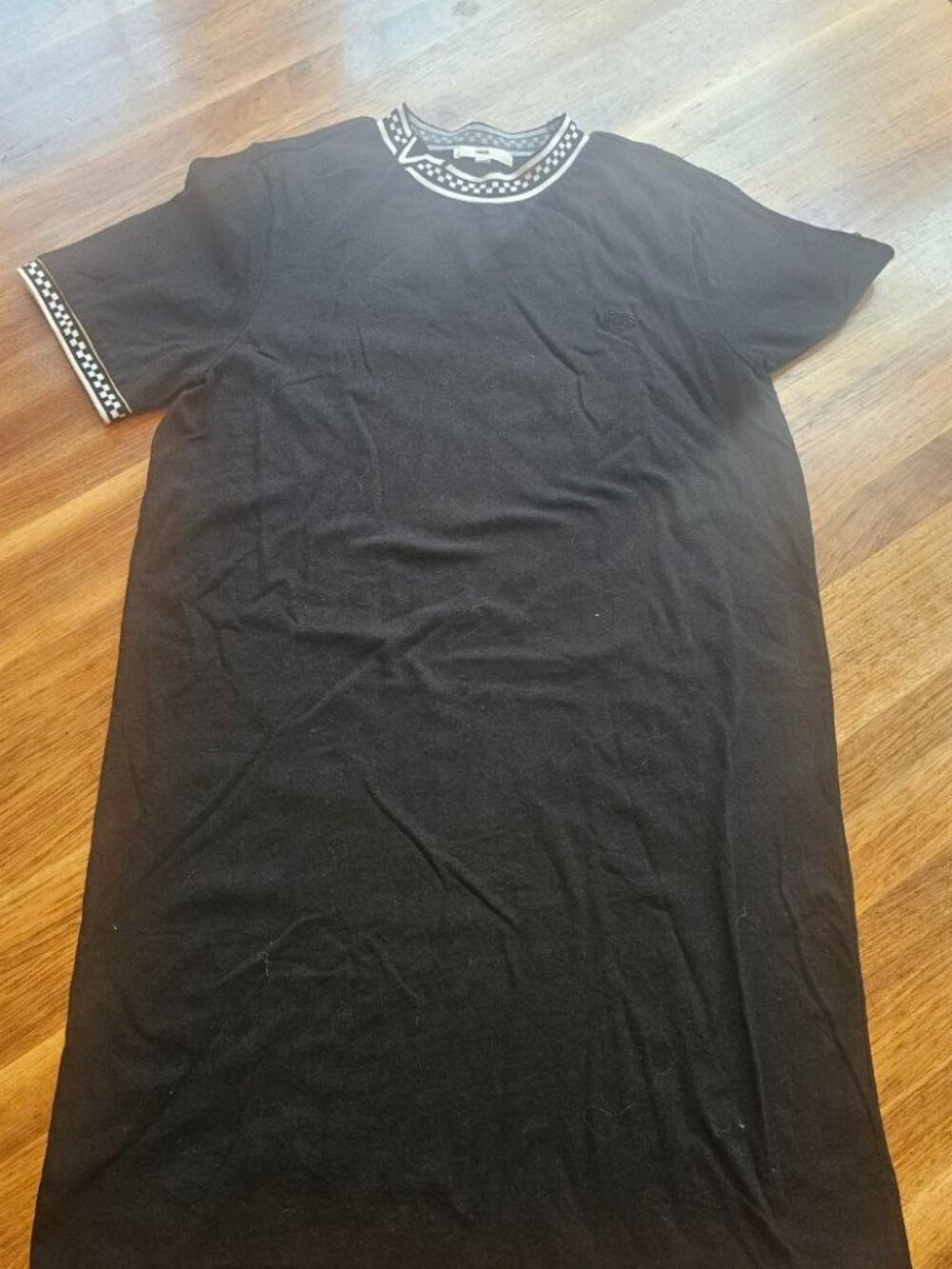 Vans Women's Black Shirt Dress Size XL Black with Checkered Trim